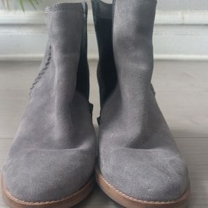 Blondo Nina waterproof booties Gray suede woman's size 9.5 shoes heeled zip boot